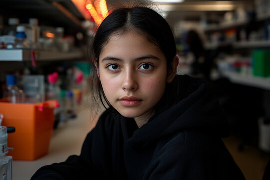 Student conducting lab research with focus on data collection and experimentation in a vibrant laboratory environment