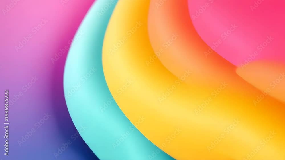 Poster colorful abstract curves overlap in soft gradient waves, evoking creativity and positivity – ideal f