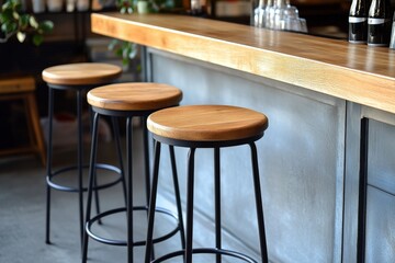 Enjoy relaxing bartop seating experience at trendy lounge inviting atmosphere with scenic view