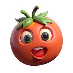 Obraz premium A funny red tomato cartoon character, a happy and healthy fruit illustration with a cute smile