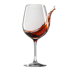 Red Wine Splashing in Elegant Glassware on Transparent Background
