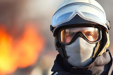 Worker in safety gear monitors steel mill operations amidst blazing furnace at dusk