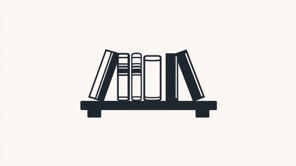 Bookshelf with books, simple design, library style, background is white, for use in educational or interior design contexts