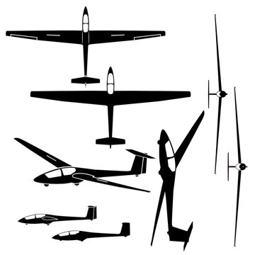 2 -seat glider aircraft vector design for laser and vinyl cut