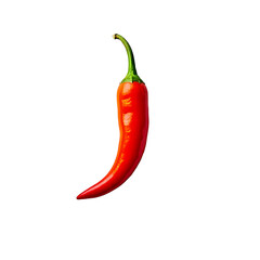 A single red chili pepper on a white background &ndash; a minimalist composition highlighting the shape, texture, and rich color of the spicy vegetable, symbolizing flavor and intensity.