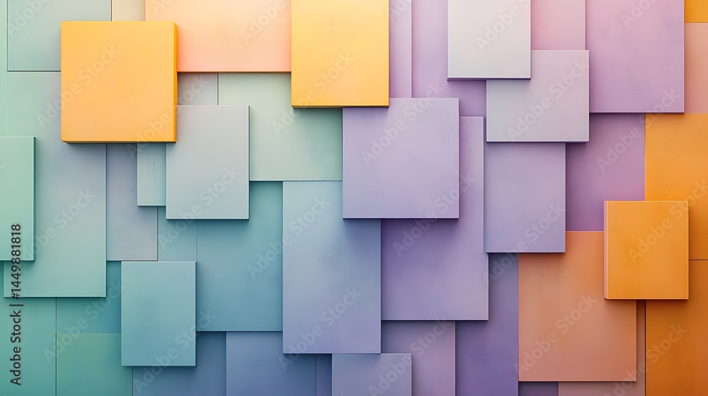 Poster visual harmony in modern design colorful geometric panels and soft tones abstract art