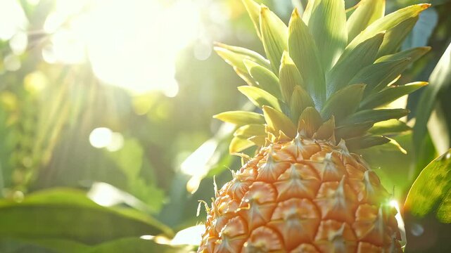 Ripe pineapple in sunlight