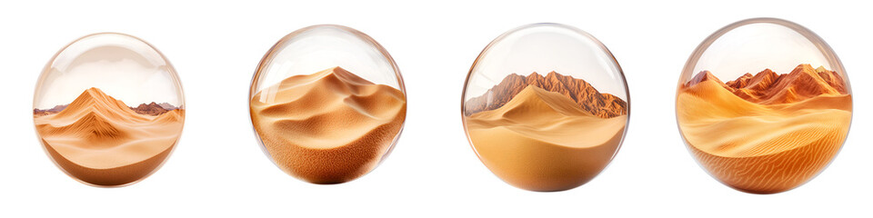 Desert landscapes in glass globes