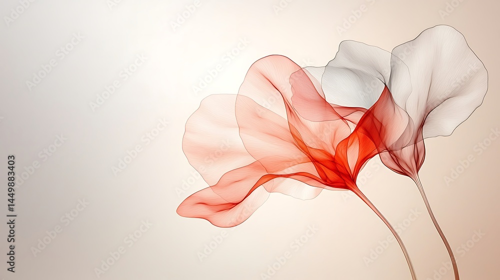 Poster graceful flowing abstract floral design artistic display soft color palette ethereal vibe