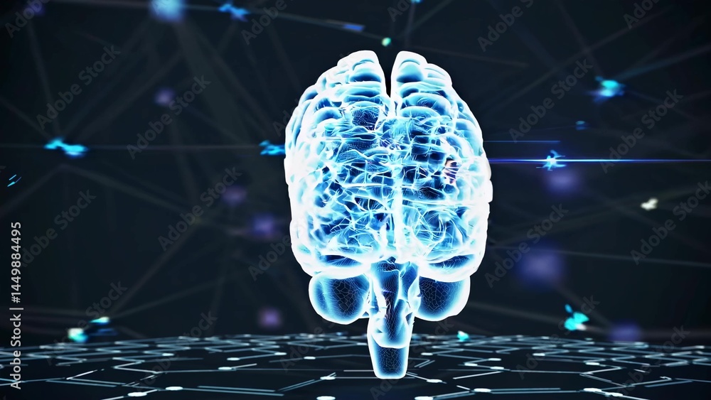 Poster artificial intelligence is learning and evolving, processing data and making connections in a comple