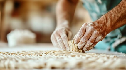 Hands Shaping Fresh Pasta Dough, Pasta, Cooking