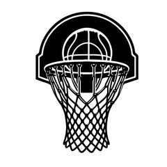 Basketball Hoop with Ball Silhouette for Sports Design