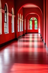 Obraz premium Corridor with Red Flooring