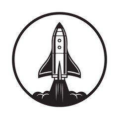 a vector silhouette of a space logo design with a white background.