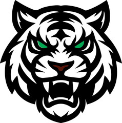 Fierce Tiger Head Mascot – Roaring Wild Cat Emblem for Sports and Branding