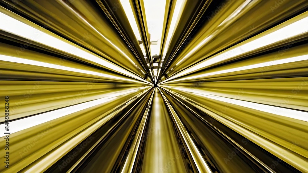 Poster golden tunnel with motion blur effect creating a dynamic and futuristic atmosphere, ideal for projec
