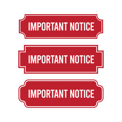 Set of Red "Important Notice" Vector Banners