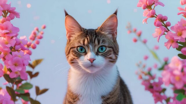 Delightful bobtail cat displayed on surface