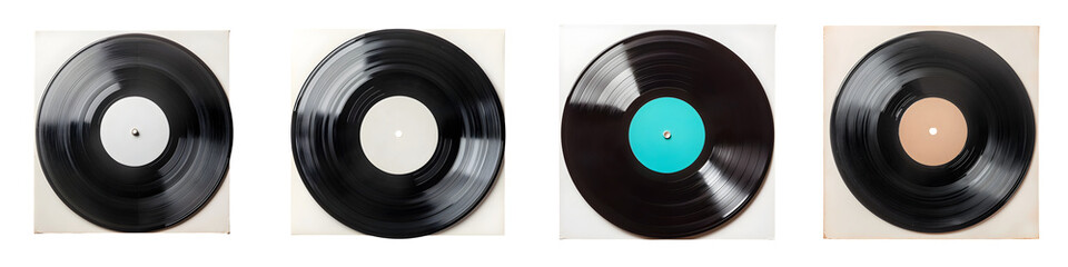 Obraz premium Vintage vinyl records collection displayed.