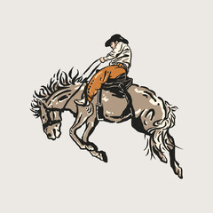 Bronco Buster Rodeo Cowboy Action Sketch