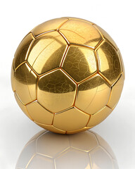 Golden soccer ball isolated on white background with leather texture and 3D effect, symbolizing competition and sports equipment ai generated