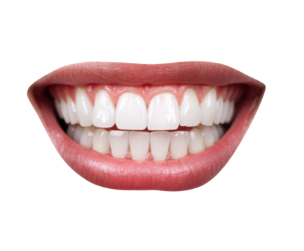 Bright and healthy smile showcasing dental care and well-being on a transparent background, cut out