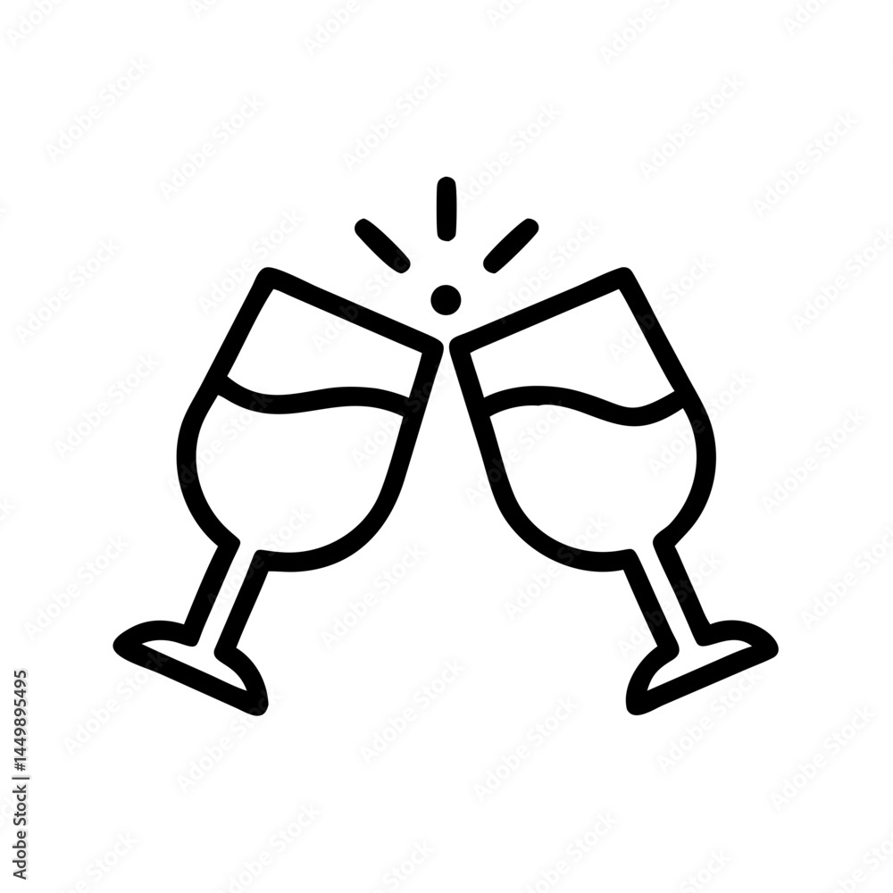 Poster clinking glasses on transparent background for web and graphic design