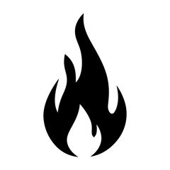 A stylized black and white depiction of a flickering flame rising upwards