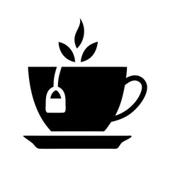 herbal tea cup silhouette on transparent background for web and graphic design