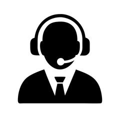 support agent with headset customer service silhouette on transparent background for web and graphic design