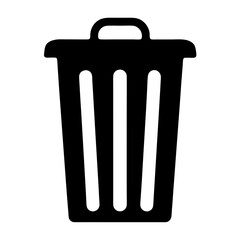 Simple black vector icon of a waste container or recycling bin