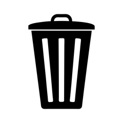 Simple Black and White Garbage Can Icon Vector Illustration Graphic Design