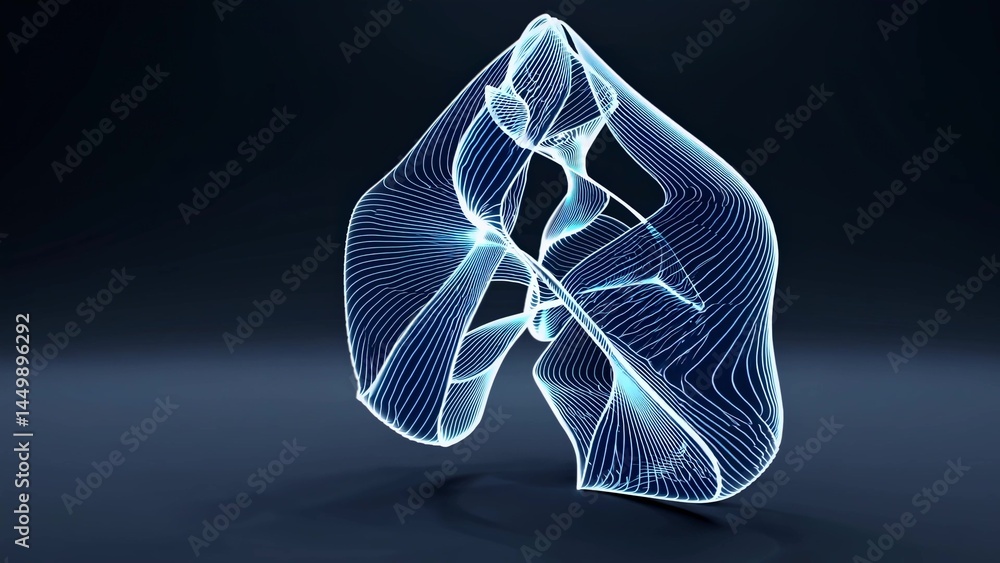 Canvas Prints complex interplay of glowing lines forming a dynamic, abstract shape against a dark background, sugg