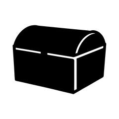 Mysterious black treasure chest with a curved lid and white outline