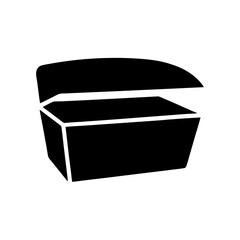 Minimalist Black and White Graphic of an Open Treasure Chest Silhouette