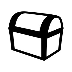 Monochrome Illustration of a Treasure Chest with Rounded Lid and Simple Design