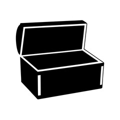 Monochrome graphic of an open chest with visible edges, suitable for decoration