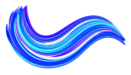 Abstract Paint Stroke Fluid Liquid blue purple neon isolated on solid white background in Png format 