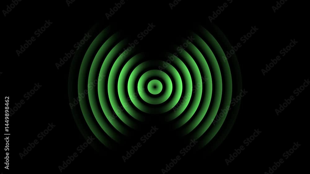 Poster radio waves station signal spreading animation isolated on black background
