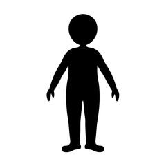 Standing Person Silhouette on White Background with Round Head, Torso, Arms and Legs