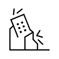 collapsing building earthquake on transparent background for web and graphic design