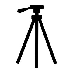 Silhouette of a camera tripod with an adjustable head for photography
