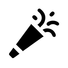 confetti cannon silhouette on transparent background for web and graphic design