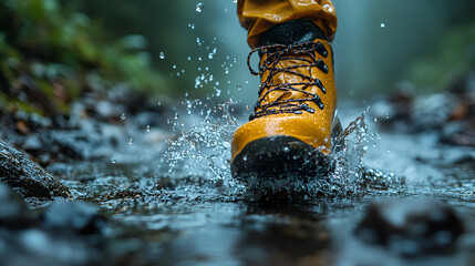 Rugged running step in water