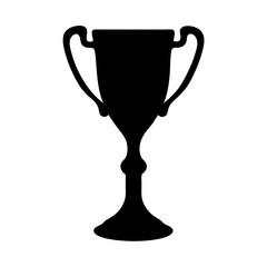 A classic trophy silhouette in solid black signifying victory and accomplishment