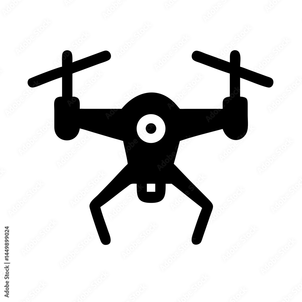 Poster drone silhouette on transparent background for web and graphic design