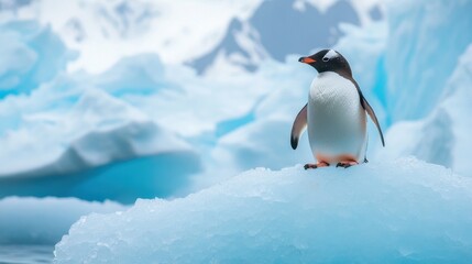 Fototapeta premium penguin on iceberg in antarctica