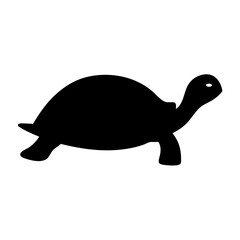 Silhouette of a land turtle with smooth shell in a walking posture