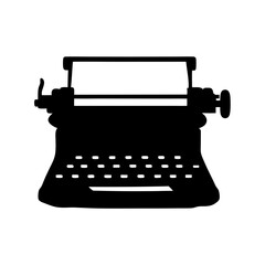 Silhouette of a Classic Typewriter Machine, Symbol of Writing and Journalism