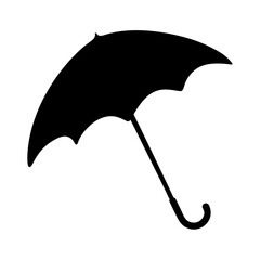 Black silhouette illustration of a classic umbrella for protection from weather